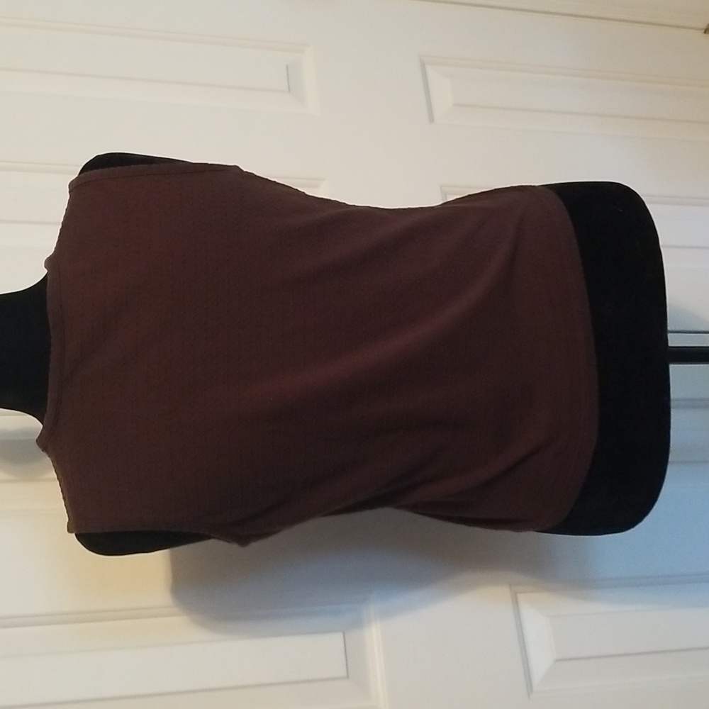 Vneck dressy, chocolate sleeveless shirt - Picture 3 of 5